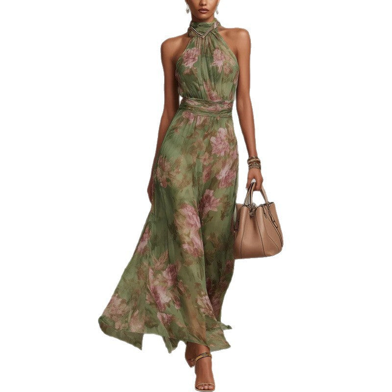 Mesh Print Irregular Slit Skirt