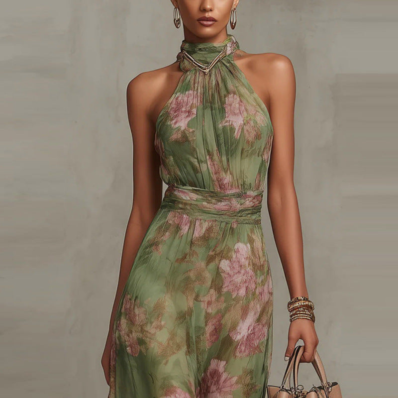 Mesh Print Irregular Slit Skirt