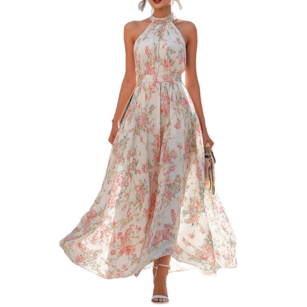 Halter Neck Floral Swing Dress