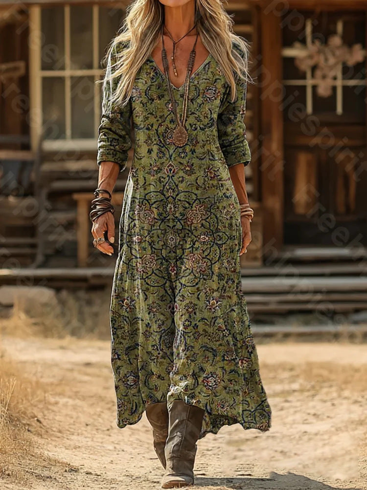 Retro Floral Long Dress