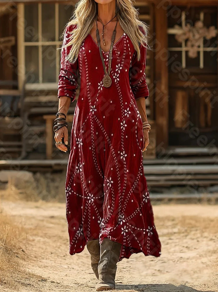 Retro Floral Long Dress