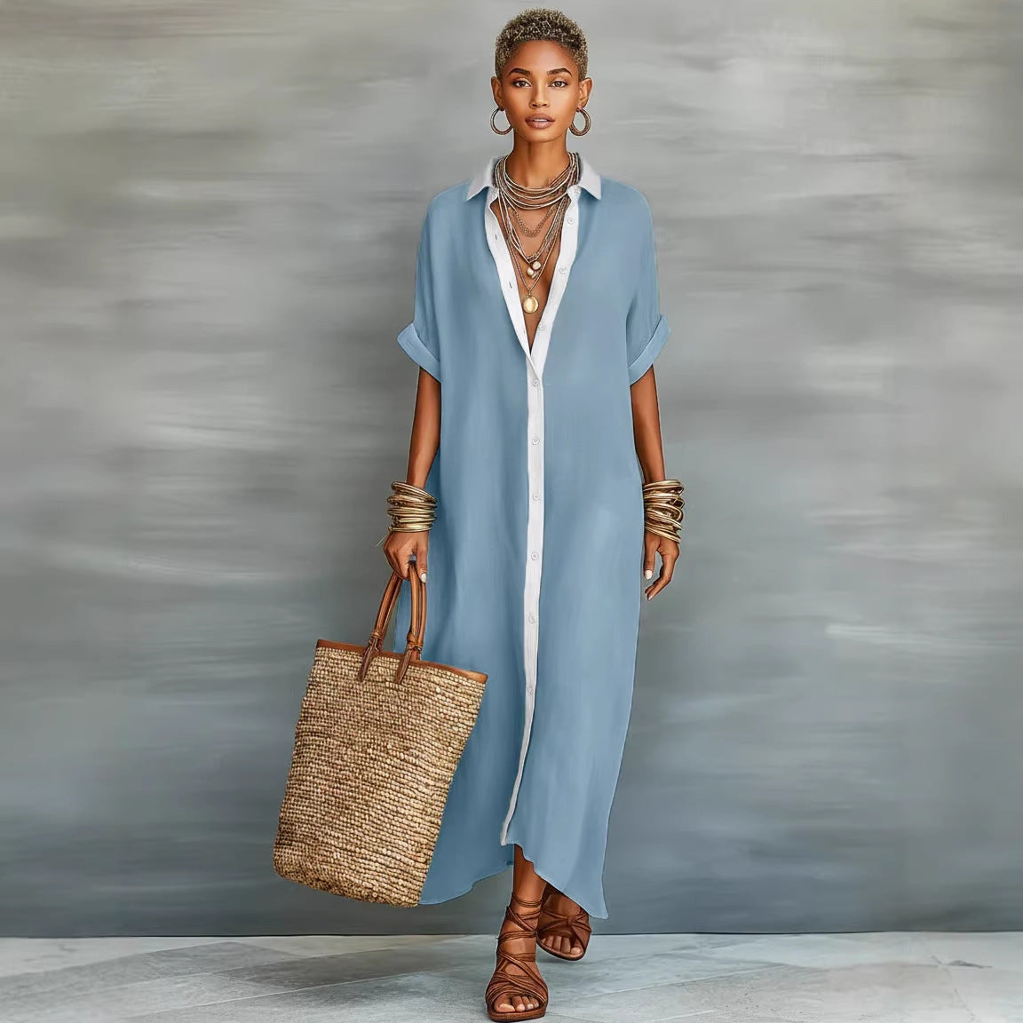 Cotton-Linen Shirt Dress