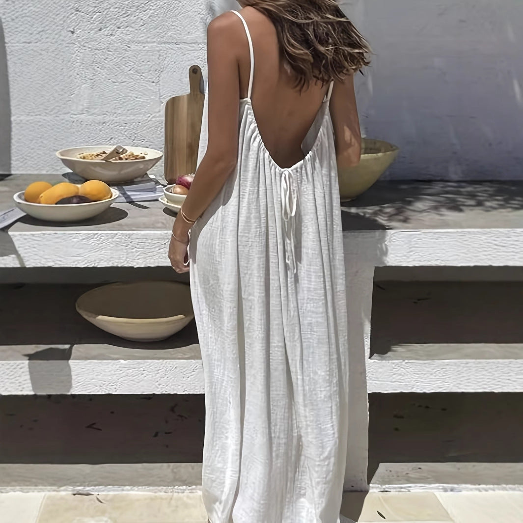 Suspender Backless Home Dress