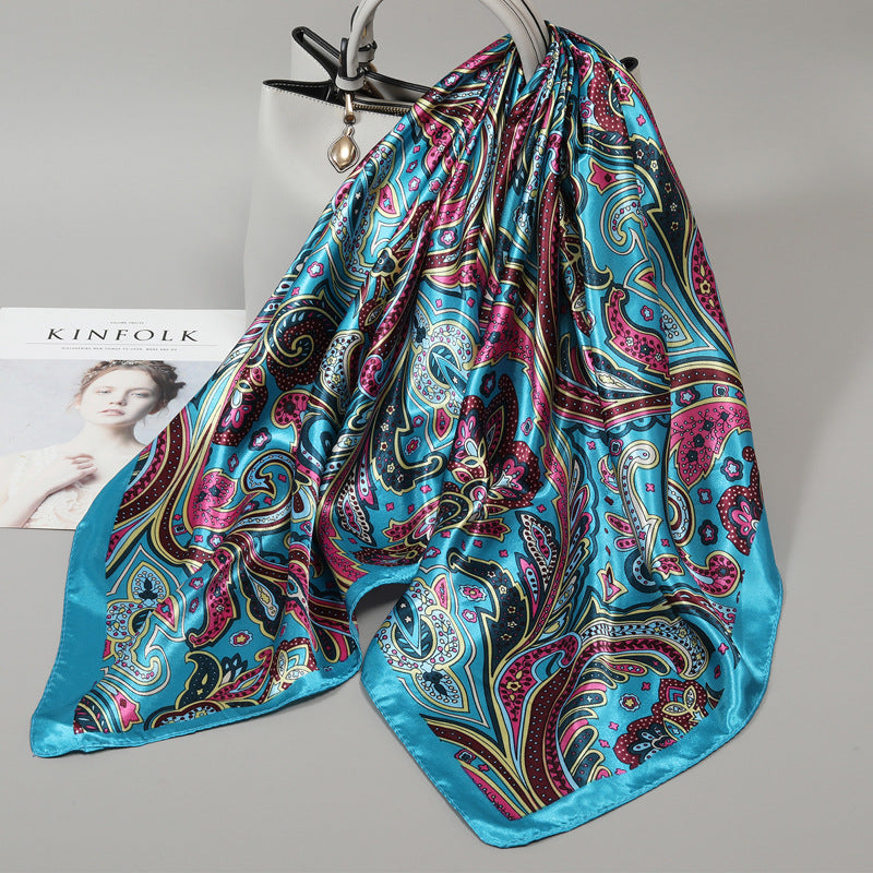 Floral Satin Square Scarf