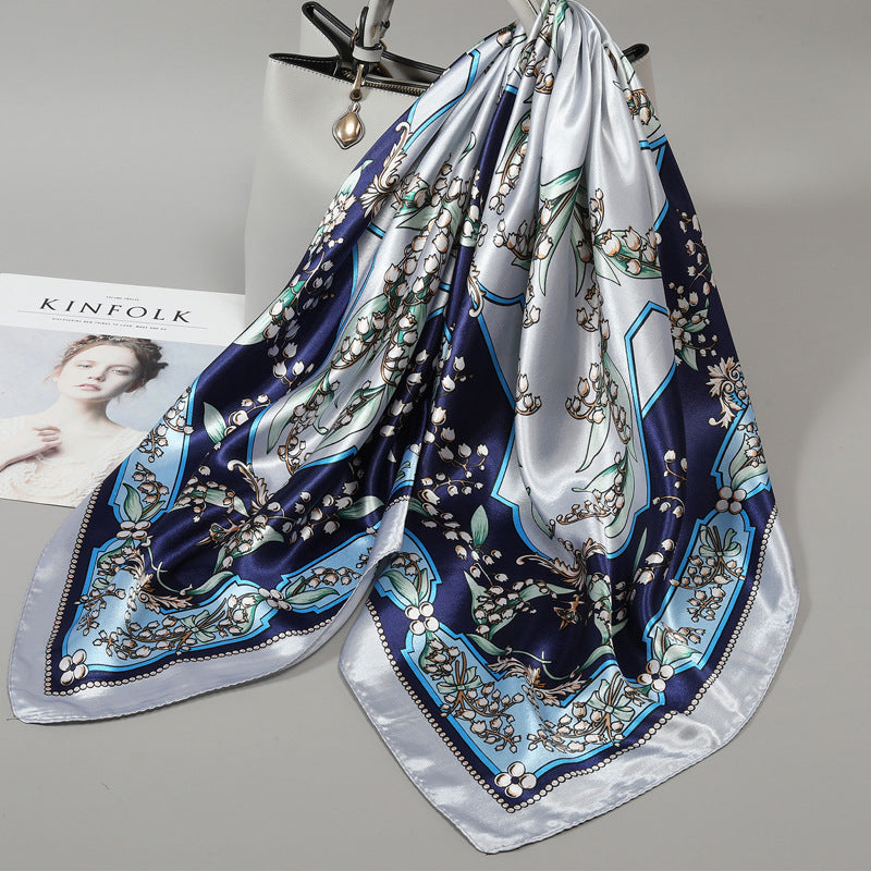 Floral Satin Square Scarf