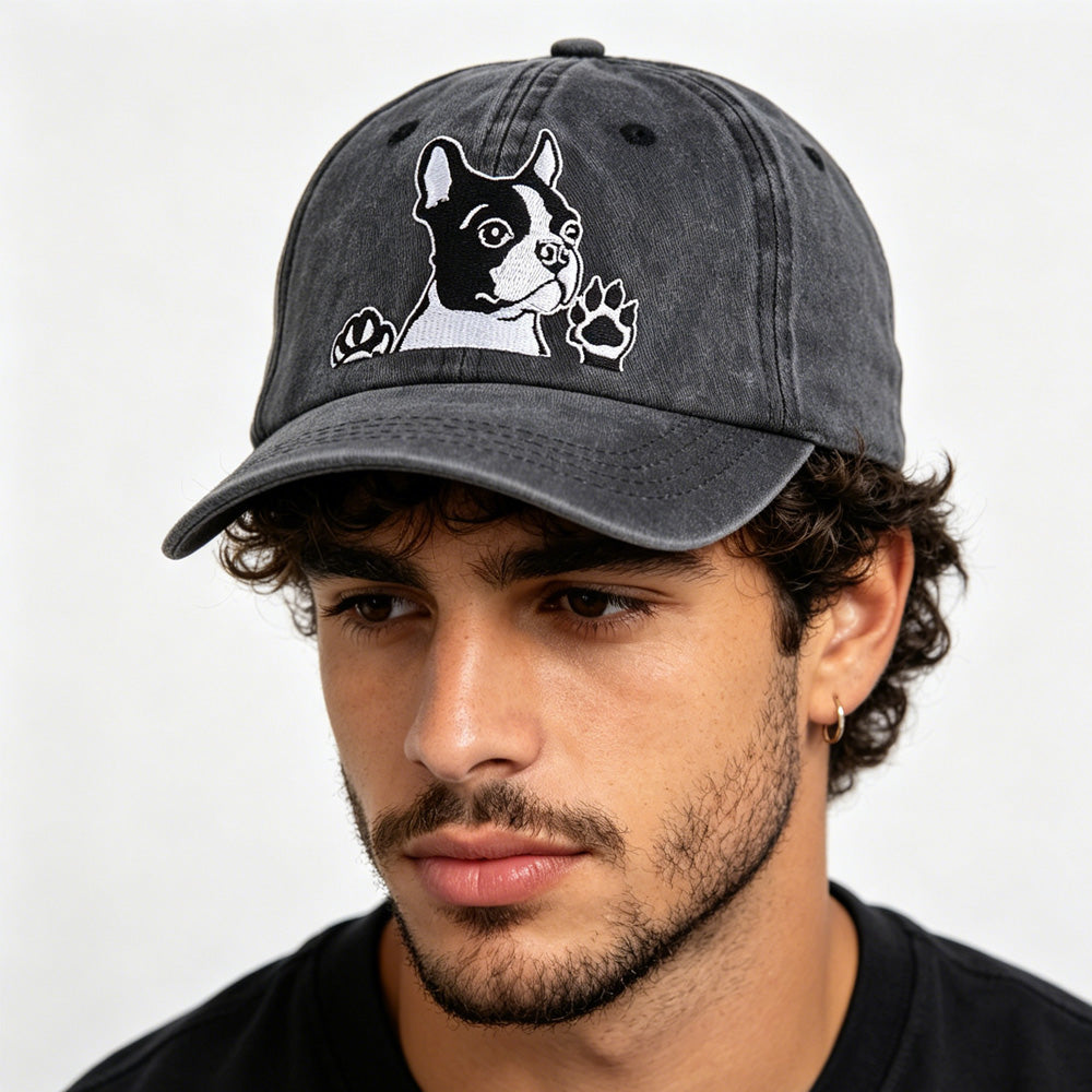 2pcs Boston Terrier Dog Embroidered Baseball Cap