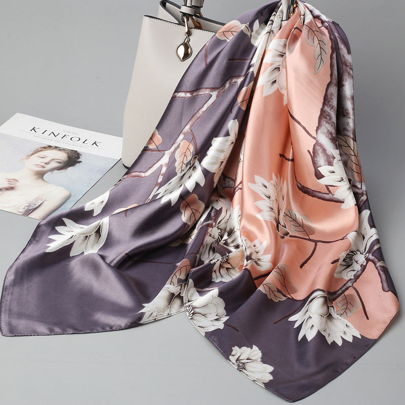 Floral Satin Square Scarf