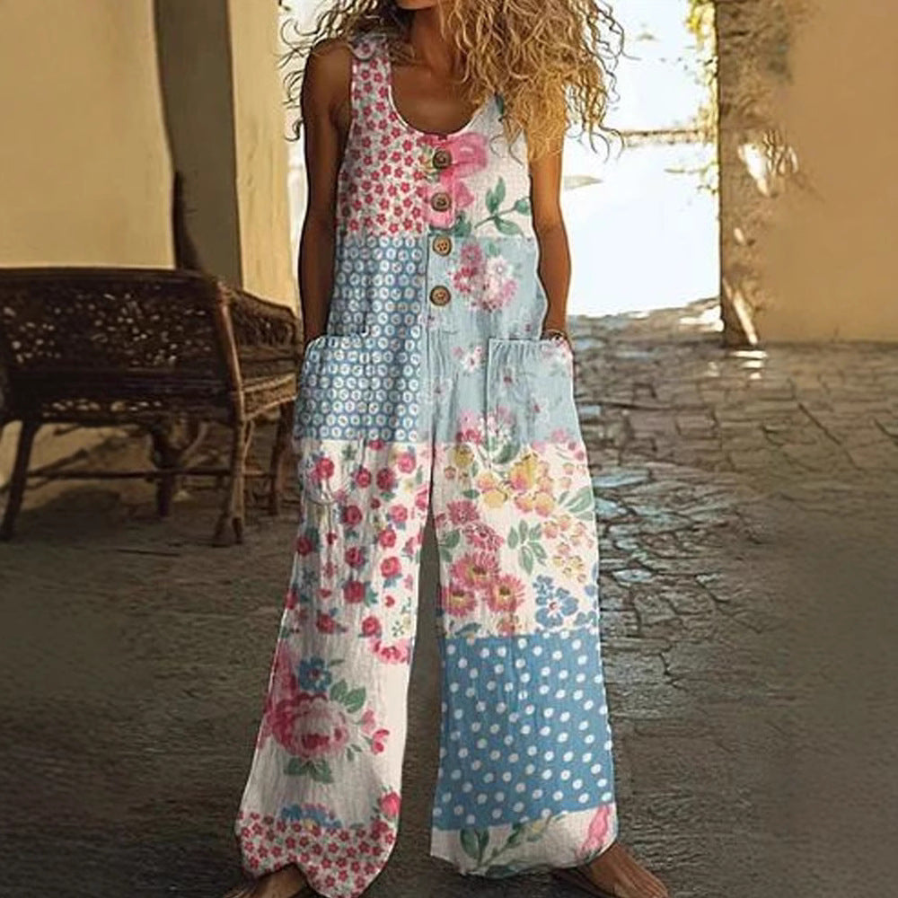 Womens Sleeveless Loose Jumpsuit