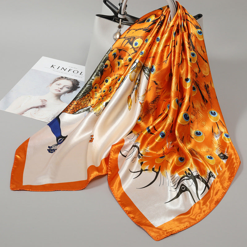 Floral Satin Square Scarf