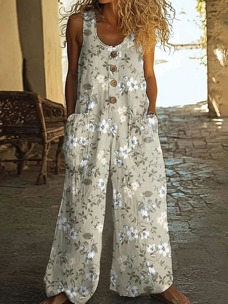 Womens Sleeveless Loose Jumpsuit
