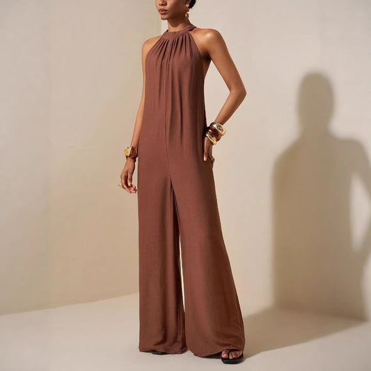 High-neck Halter Wide-leg Jumpsuit