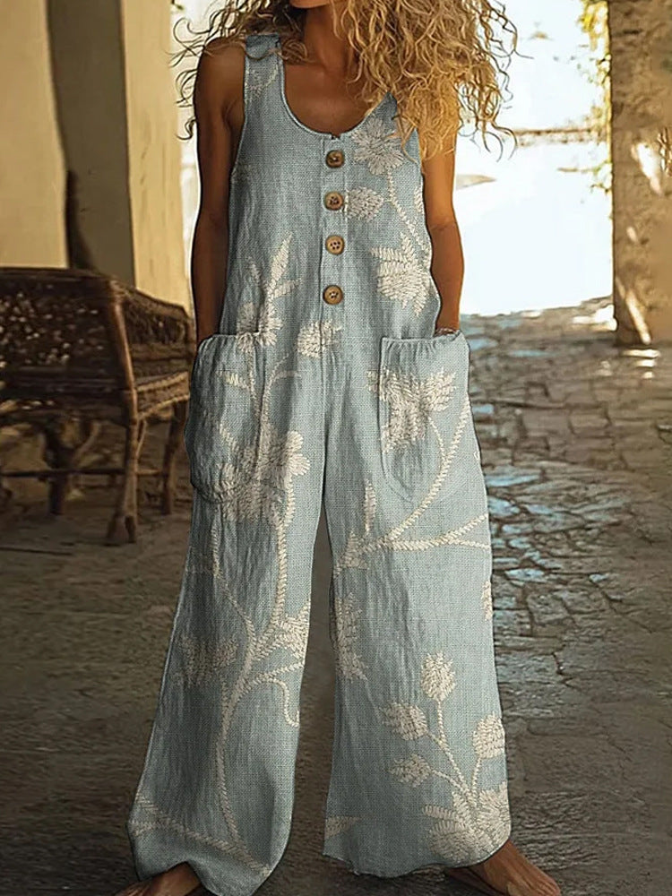 Womens Sleeveless Loose Jumpsuit