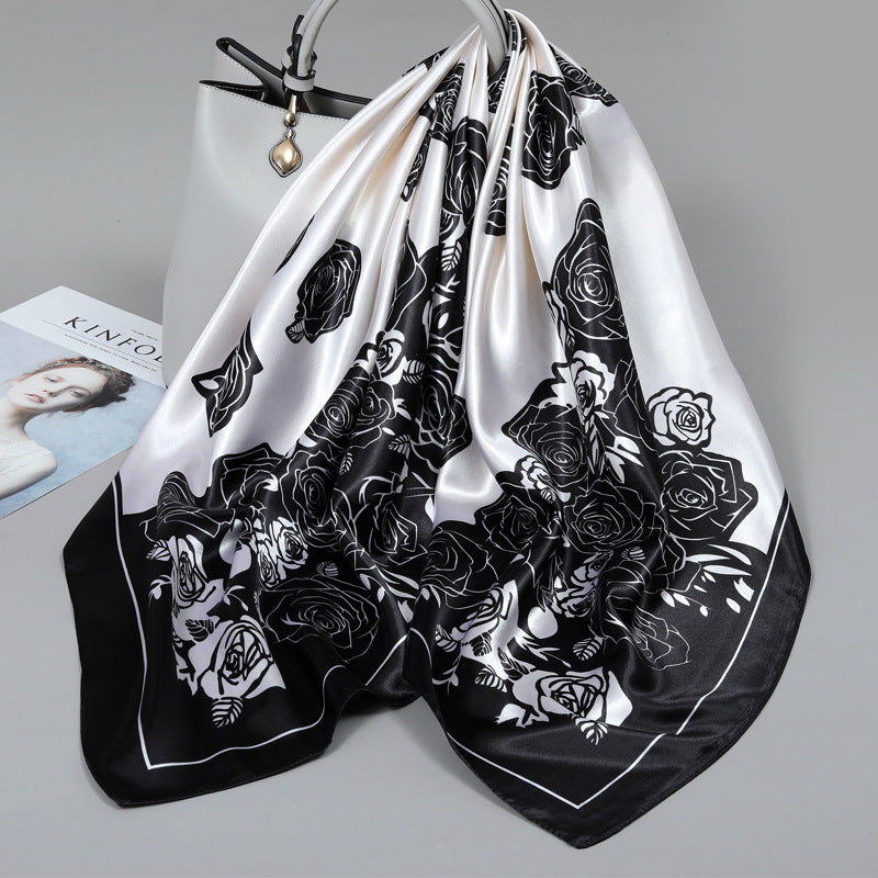 Floral Satin Square Scarf