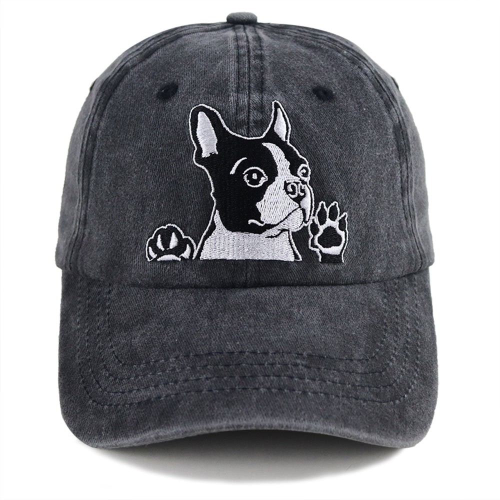 2pcs Boston Terrier Dog Embroidered Baseball Cap
