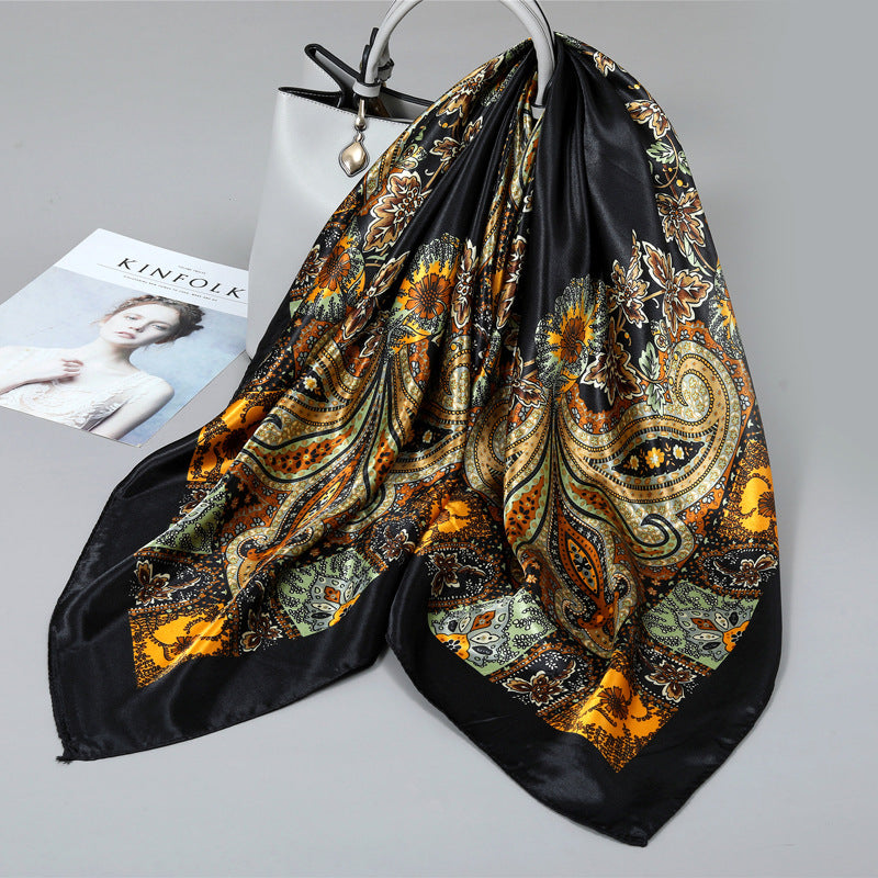 Floral Satin Square Scarf