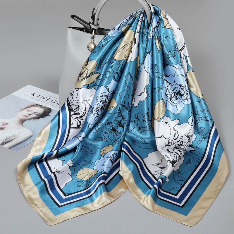 Floral Satin Square Scarf