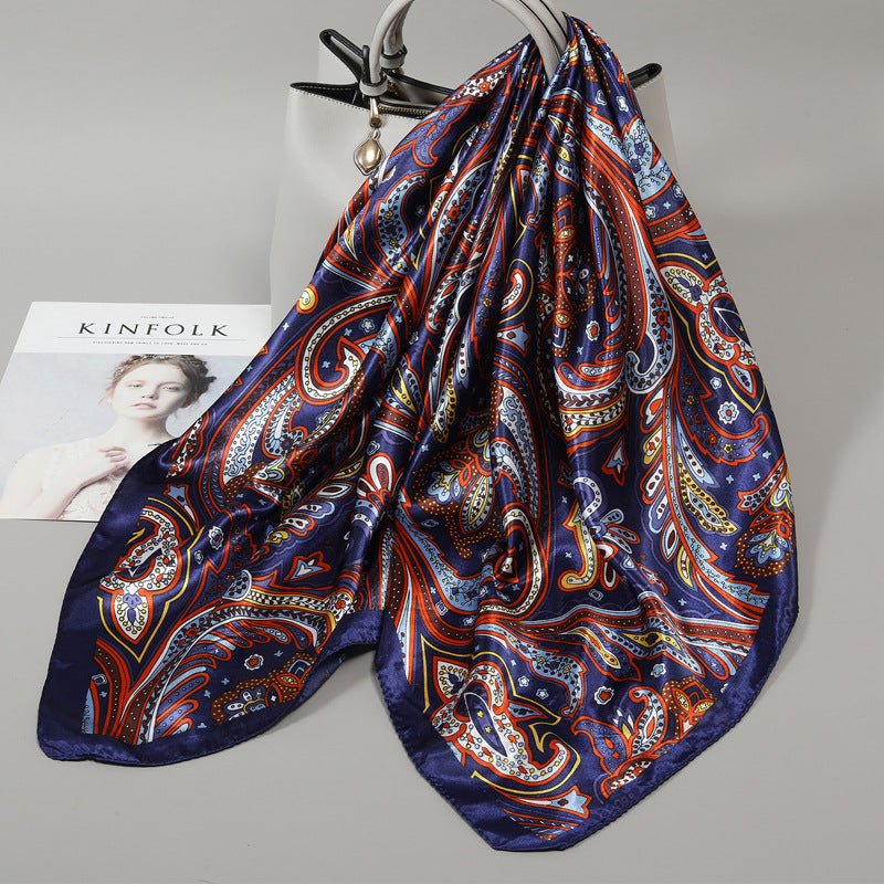 Floral Satin Square Scarf
