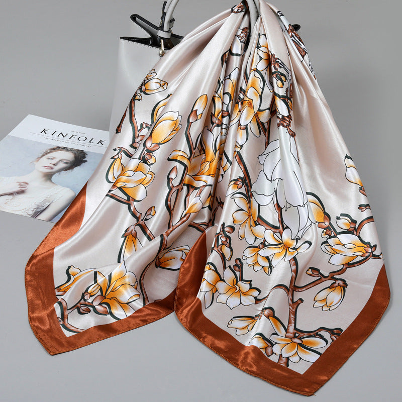 Floral Satin Square Scarf