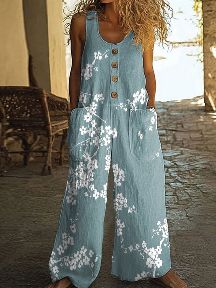 Womens Sleeveless Loose Jumpsuit