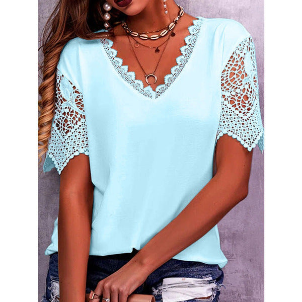 Lace Summer V-Neck Top