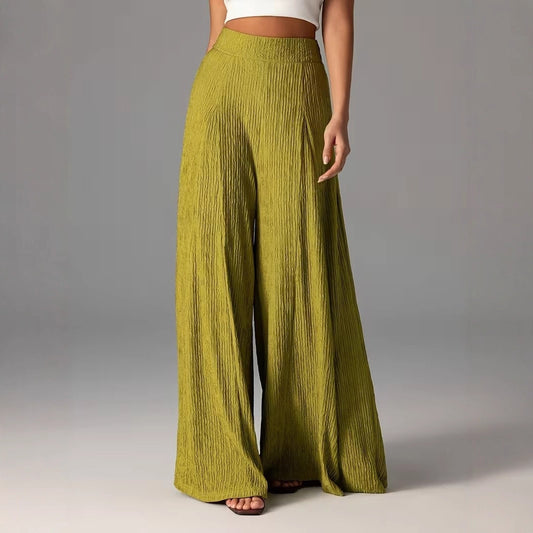 Elastic-waist Wide-leg Trousers