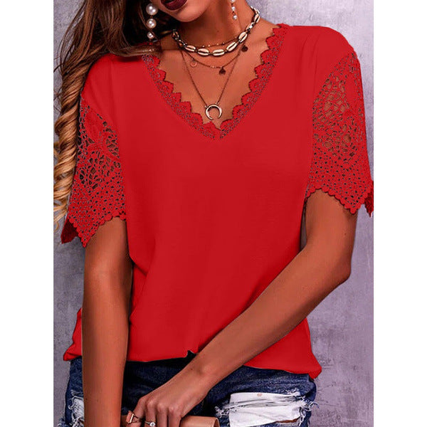 Lace Summer V-Neck Top