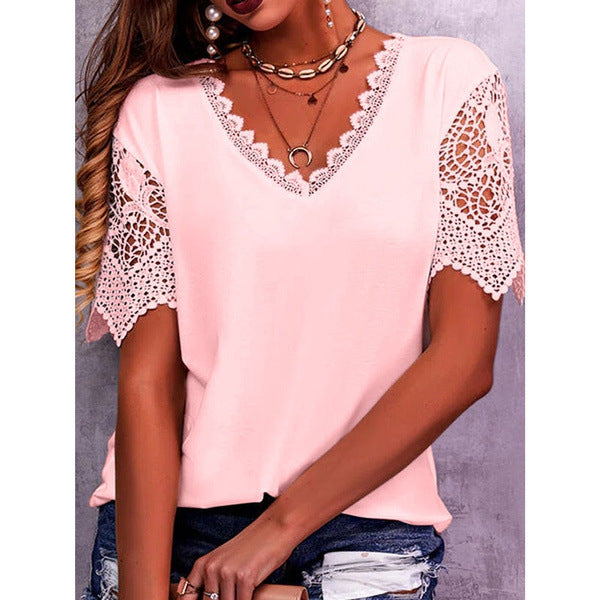 Lace Summer V-Neck Top