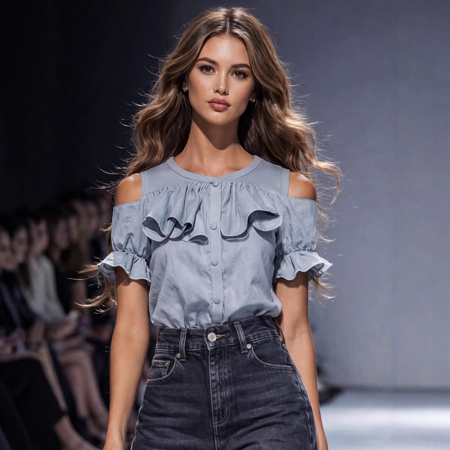 Gray Ruffled Shirt