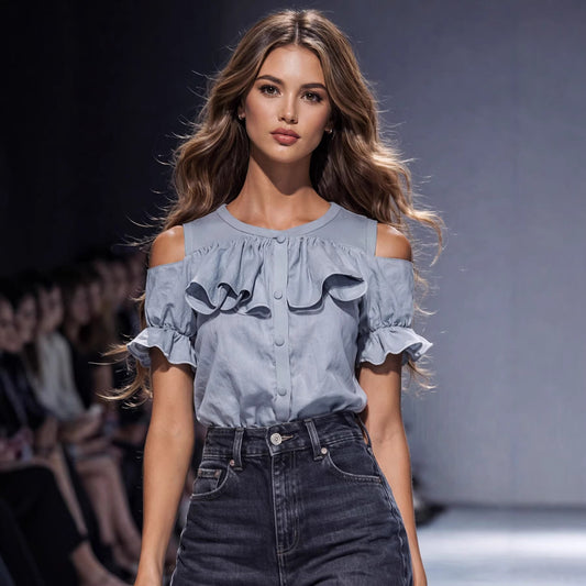 Gray Ruffled Shirt