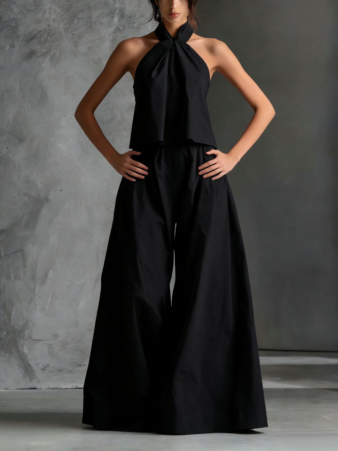 Womens Loose Sleeveless Top & Wide-Leg Pants Set