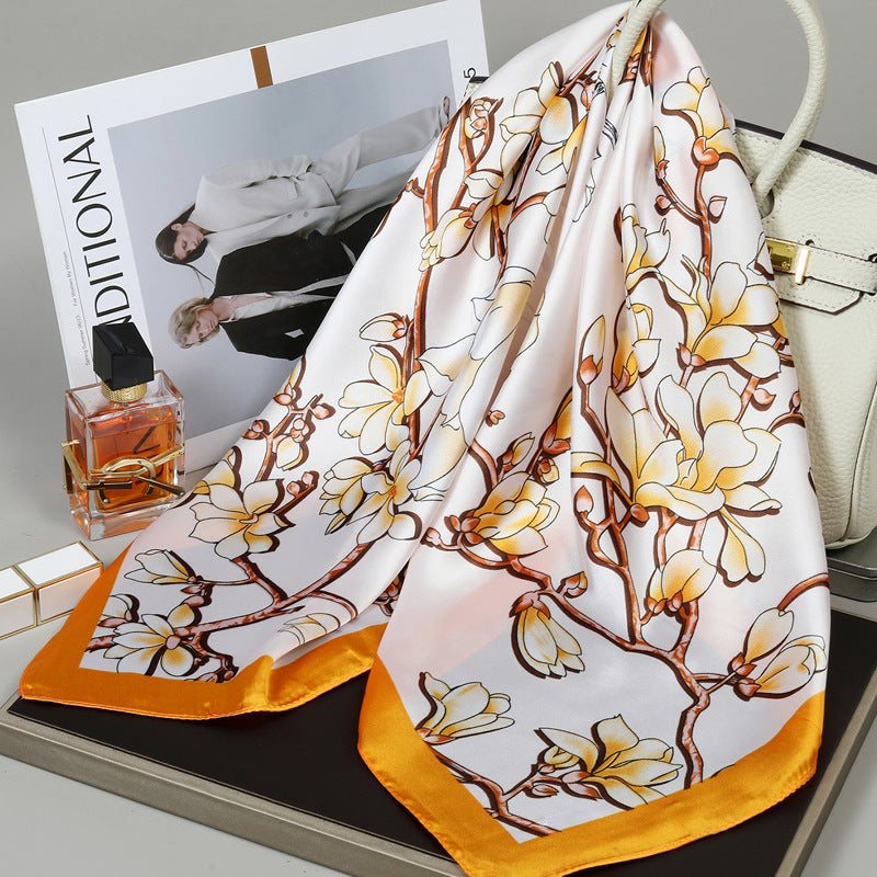Floral Satin Square Scarf