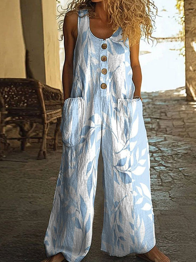 Womens Sleeveless Loose Jumpsuit