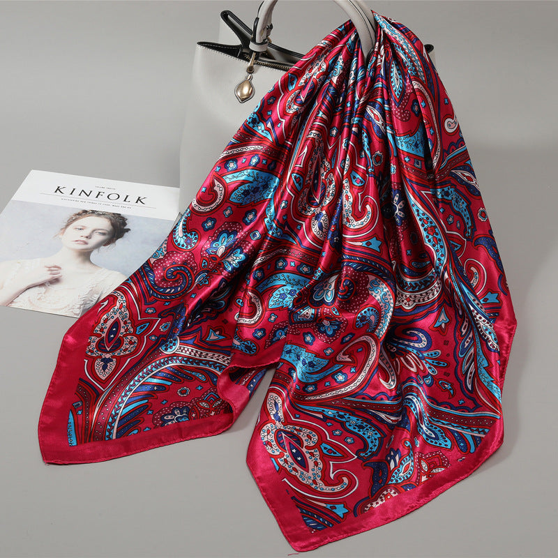 Floral Satin Square Scarf