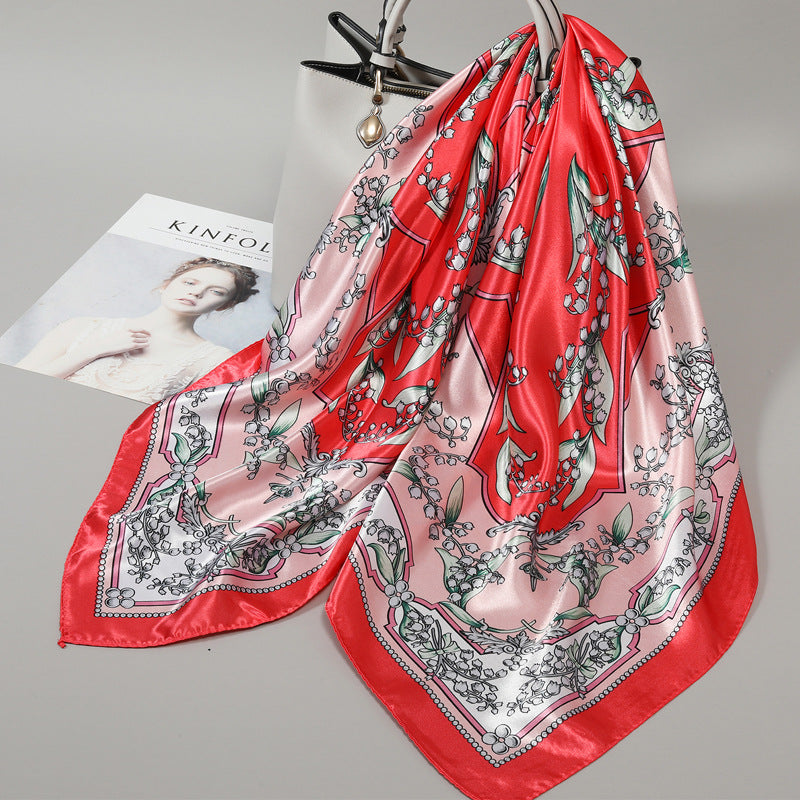 Floral Satin Square Scarf