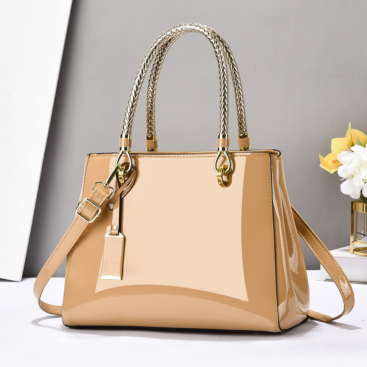 Glossy Patent Leather Handbag