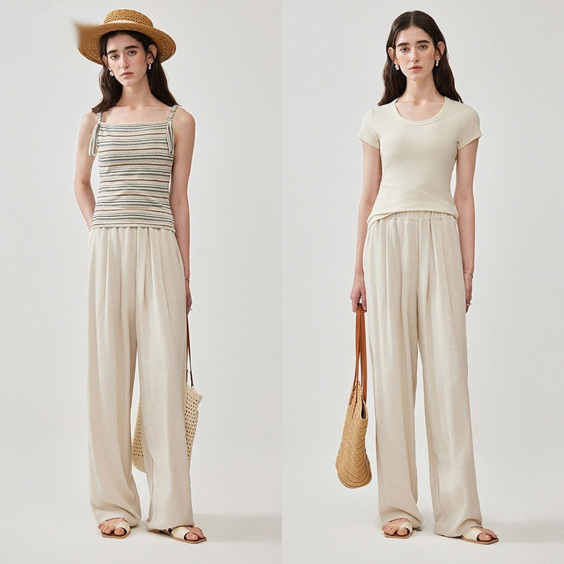 Cotton-Linen Wide-leg Pants