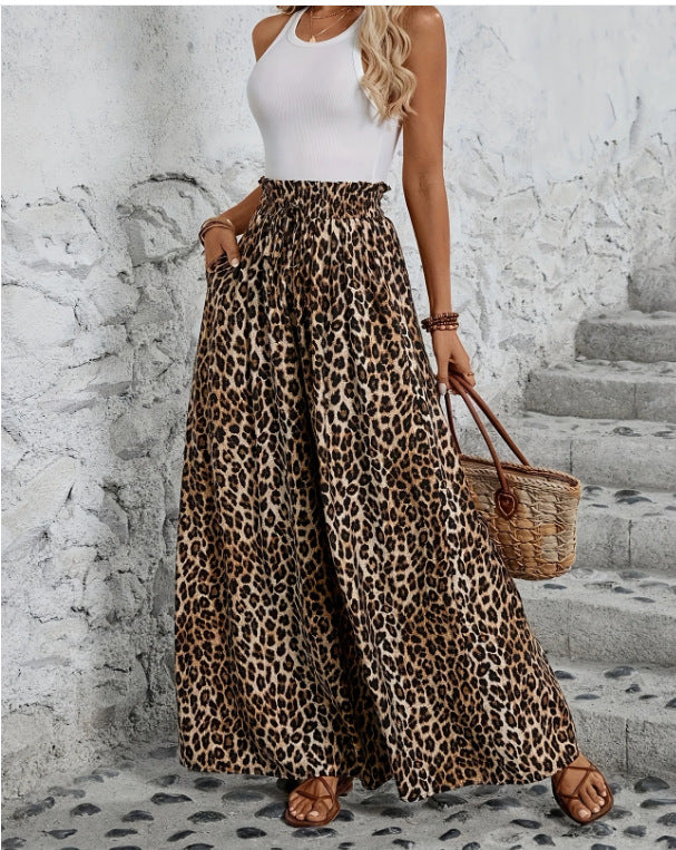 Leopard-print Wide-leg Pants
