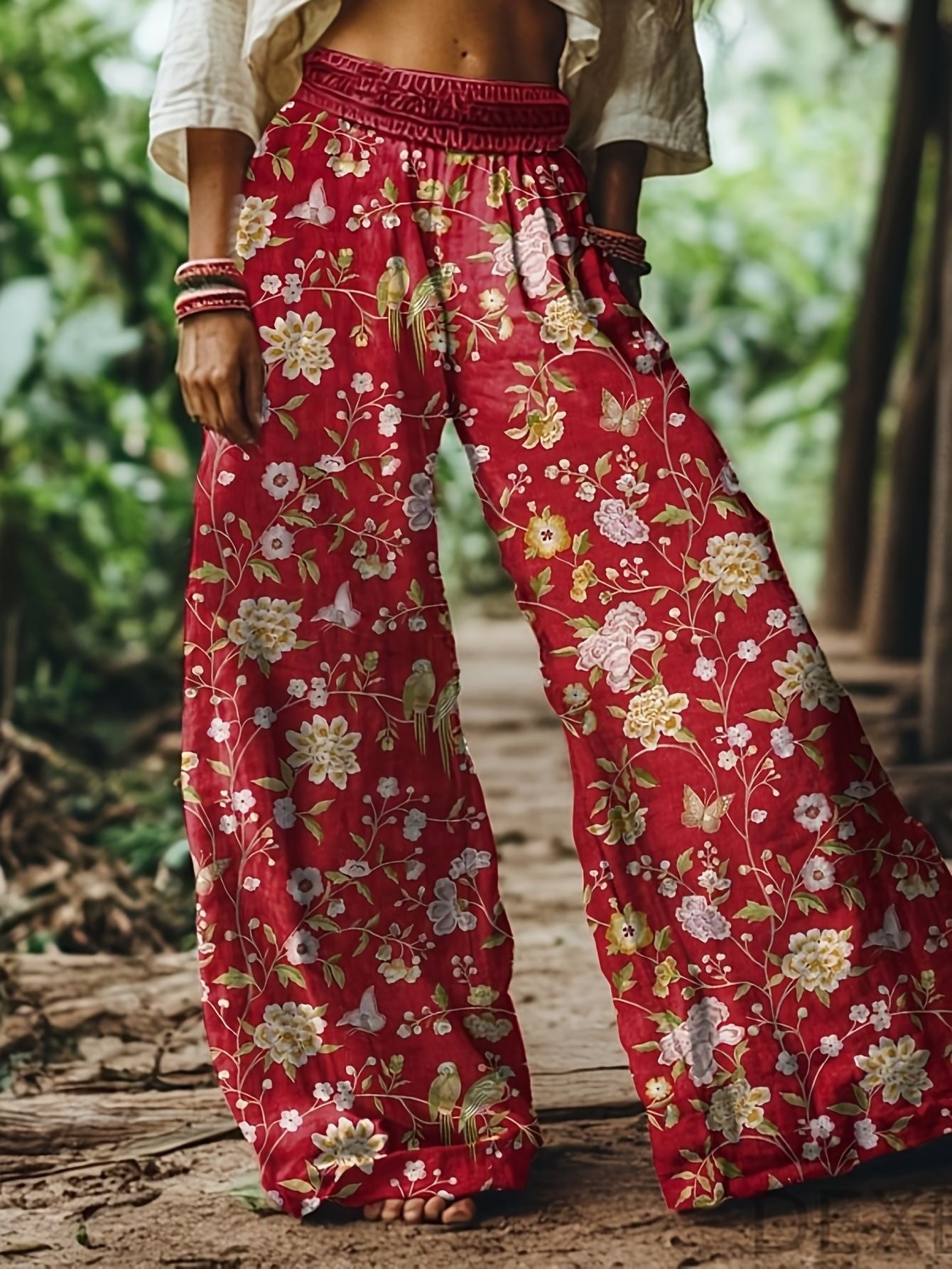 Midriff-baring Wide-leg Pants