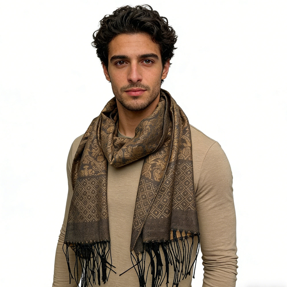 Camel Tweed Look Scarf