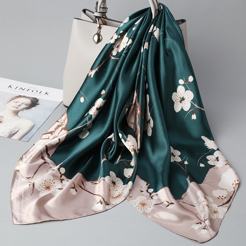 Floral Satin Square Scarf
