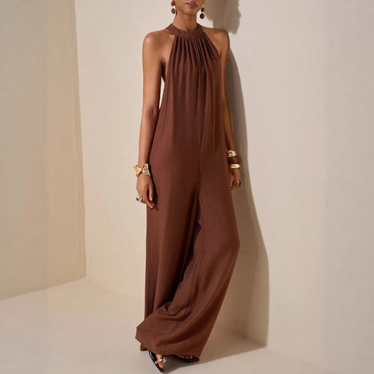 High-neck Halter Wide-leg Jumpsuit