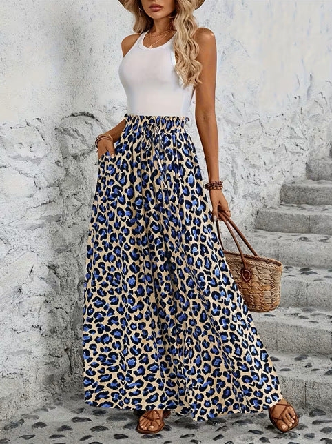 Leopard-print Wide-leg Pants