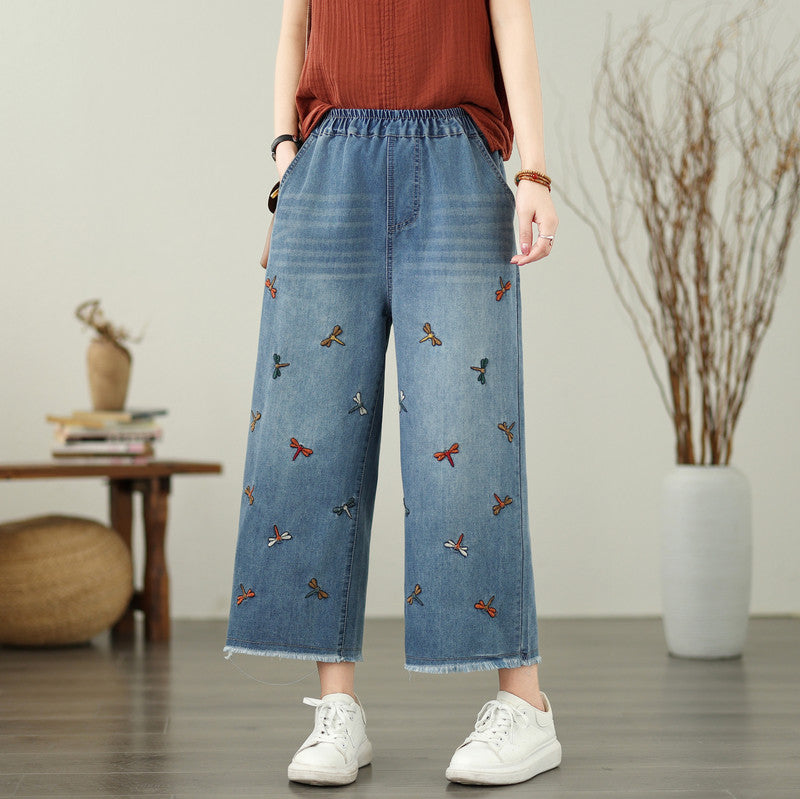 Butterfly Embroidered Jeans