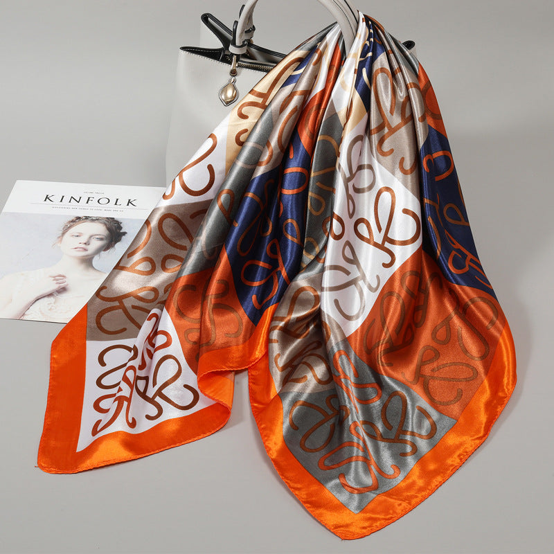 Floral Satin Square Scarf