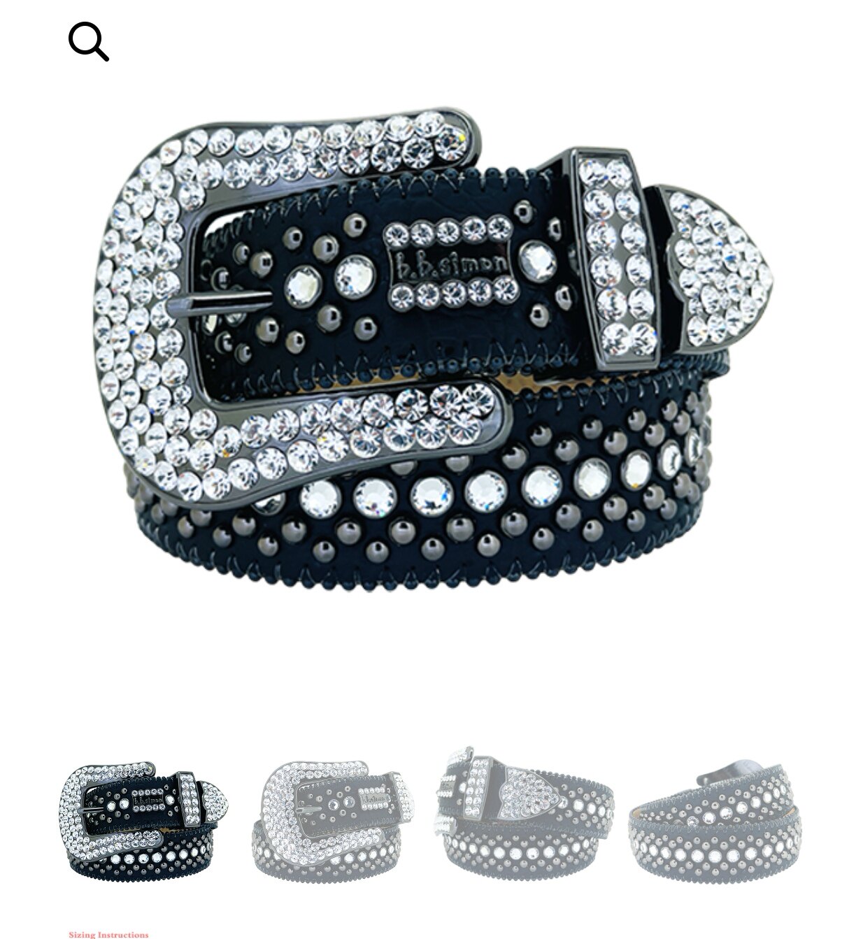 Rhinestone Leather Belt