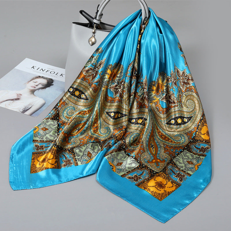 Floral Satin Square Scarf
