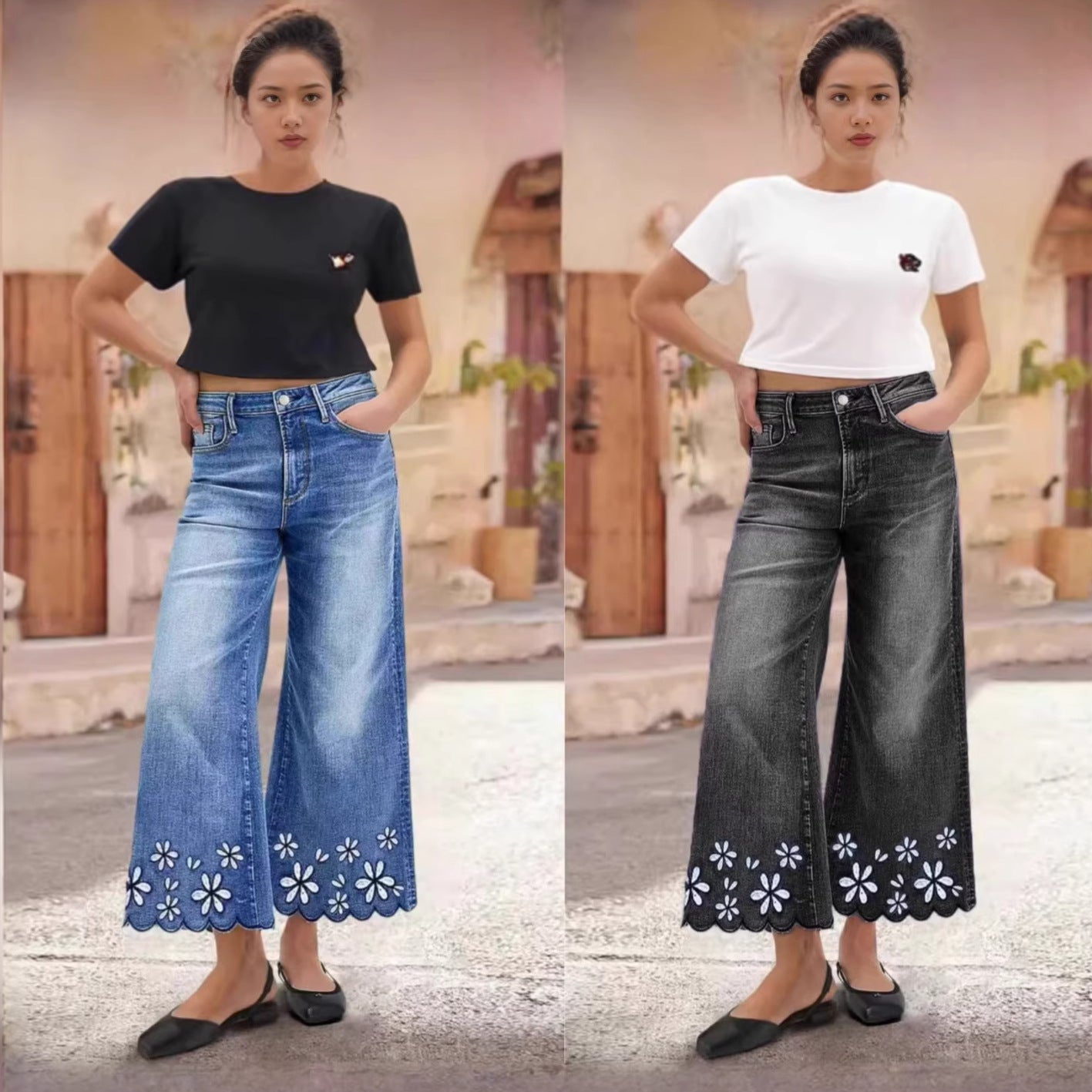 Chrysanthemum Cropped Jeans