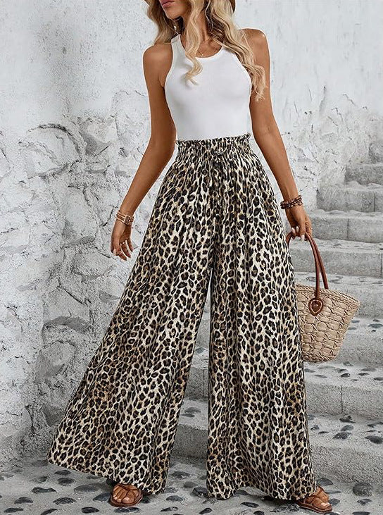 Leopard-print Wide-leg Pants
