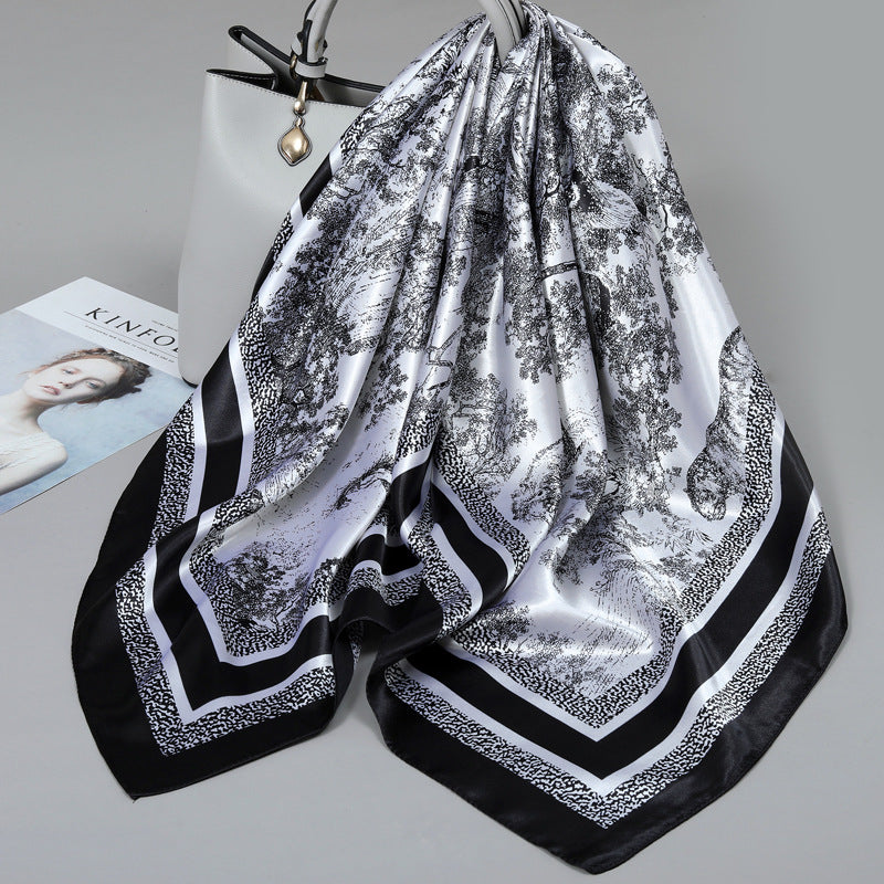 Floral Satin Square Scarf