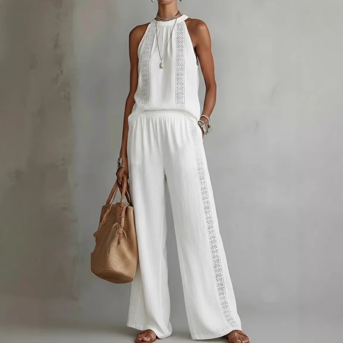 Womens Backless Sleeveless Top & Pants Set